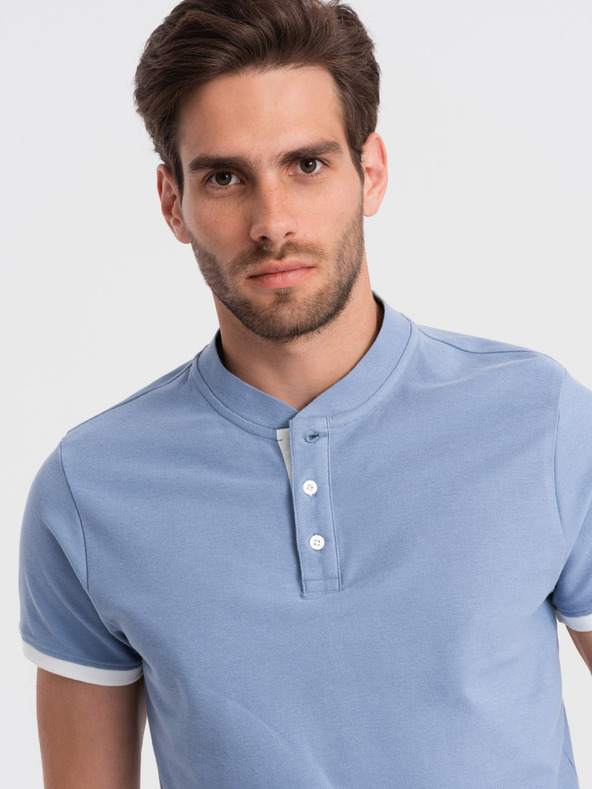 Ombre Clothing Světle modré pánské polo tričko Ombre Clothing