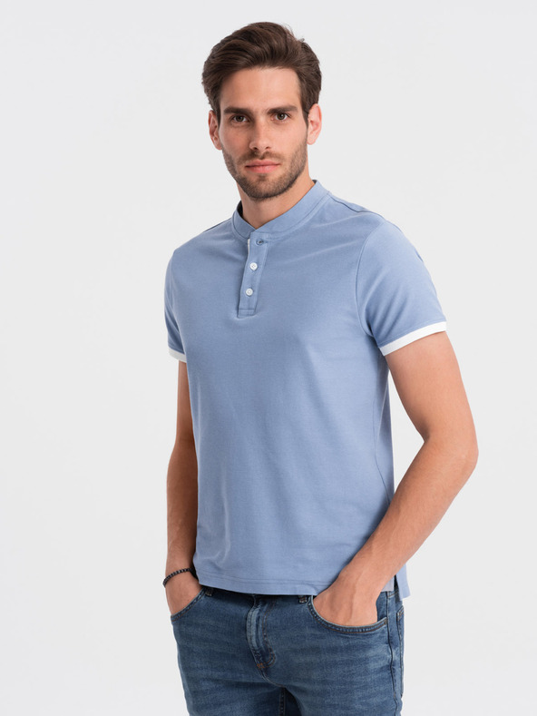 Ombre Clothing Světle modré pánské polo tričko Ombre Clothing