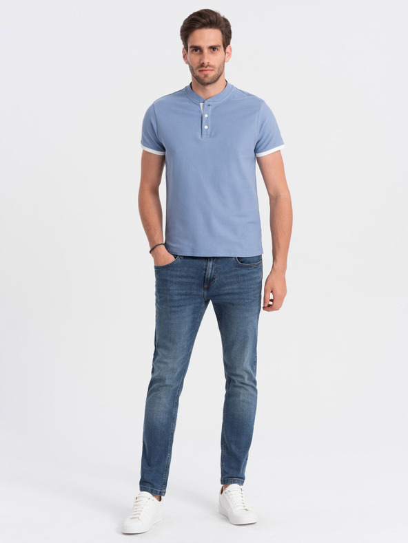 Ombre Clothing Světle modré pánské polo tričko Ombre Clothing