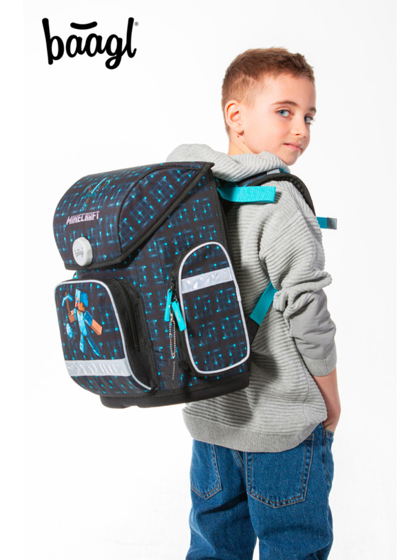 BAAGL  Ergo Minecraft Blue Axe Školní aktovka