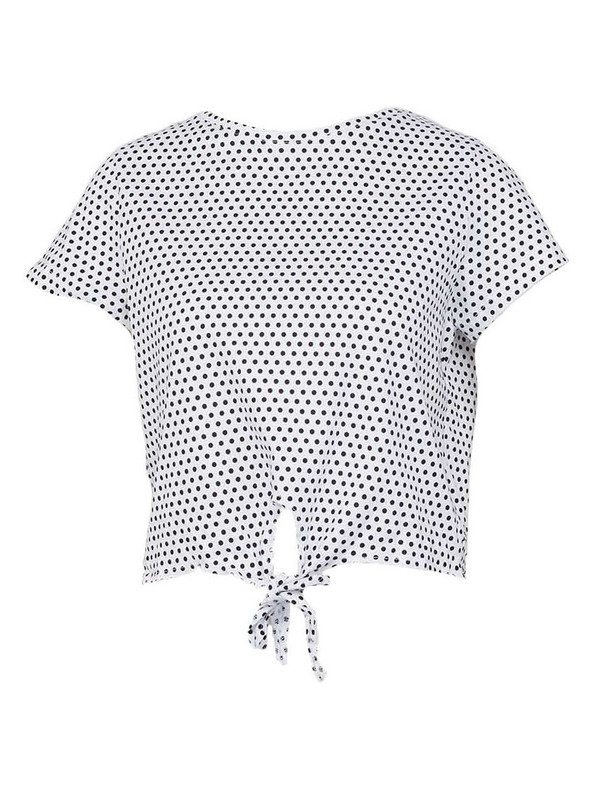 CAMAIEU Bílé vzorované tričko s uzlem