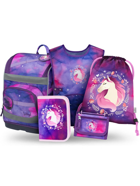 BAAGL  BAAGL SET 5 Zippy Plus Kůň: aktovka, penál, sáček, zástěra, peněženka