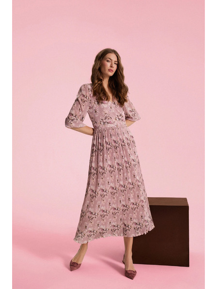 Moodo Plisované šaty růžové Moodo