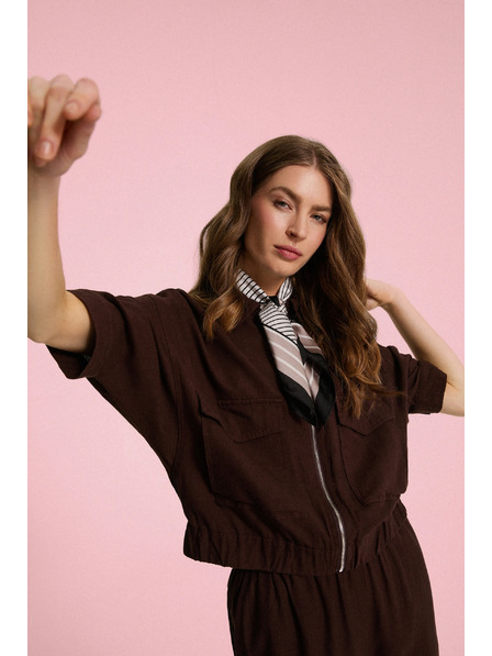 Moodo Bunda s lnem hnědá Moodo