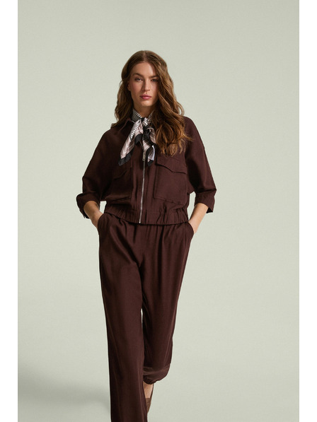 Moodo Bunda s lnem hnědá Moodo