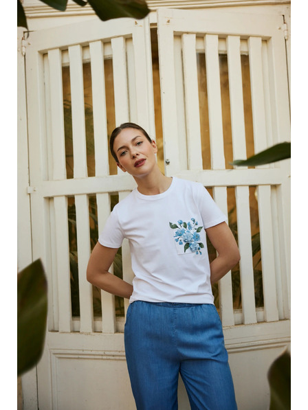 Moodo Halenka s kapsou a potiskem bílá Moodo