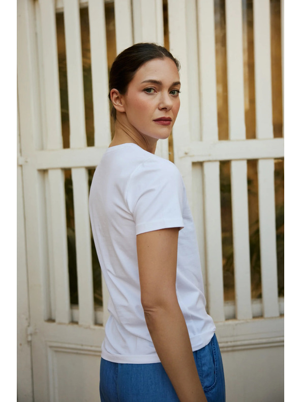 Moodo Halenka s kapsou a potiskem bílá Moodo