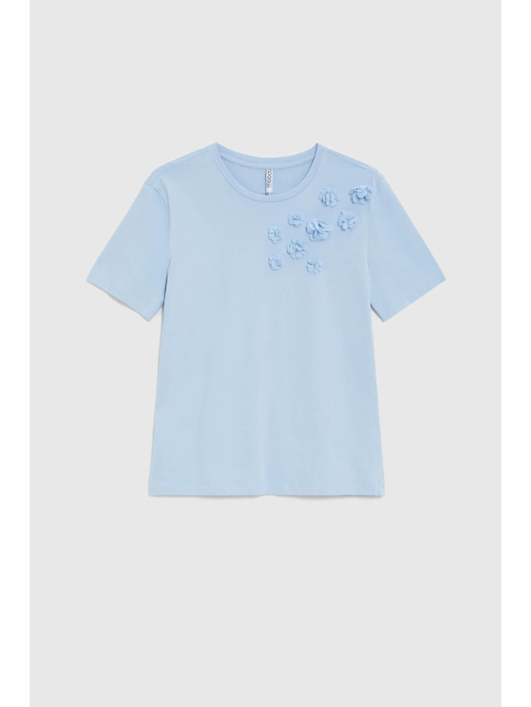 Moodo Bavlněná halenka s aplikací světle modrá Moodo