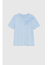 Moodo Bavlněná halenka s aplikací světle modrá Moodo
