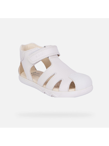 Geox Bílé chlapecké barefoot sandály pro první kroky Geox Steppieup