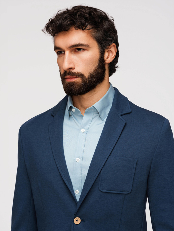 Ombre Clothing Pánské modré sako SLIM s jemnou texturou