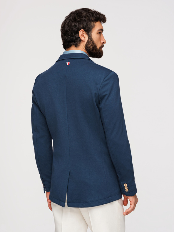 Ombre Clothing Pánské modré sako SLIM s jemnou texturou