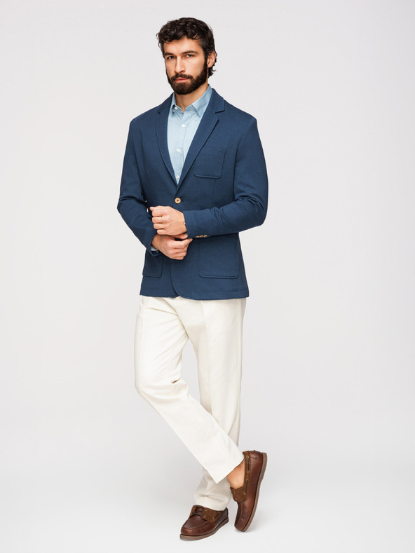 Ombre Clothing Pánské modré sako SLIM s jemnou texturou