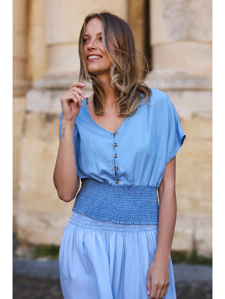 Moodo Košile lyocell modrá Moodo