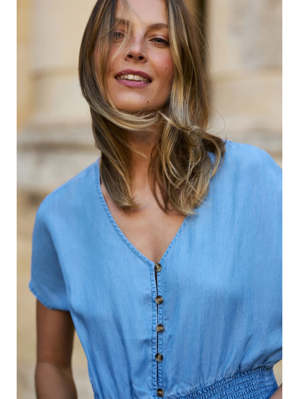 Moodo Košile lyocell modrá Moodo