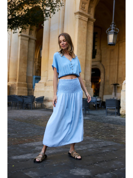 Moodo Sukně lyocell modrá Moodo