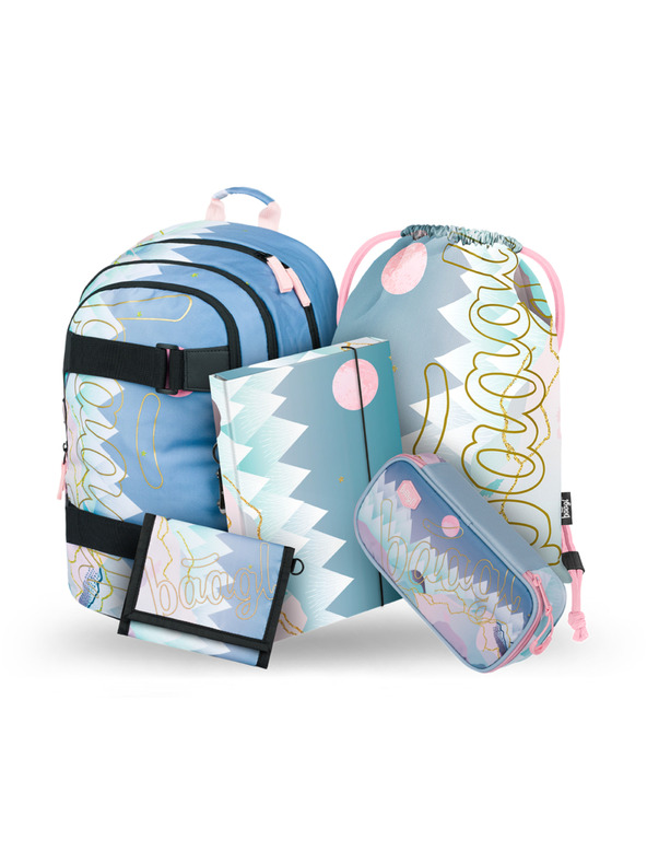 BAAGL  BAAGL 5 SET Skate Moon: batoh, penál, sáček, desky, peněženka