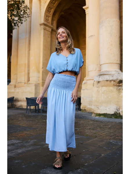 Moodo Sukně lyocell modrá Moodo