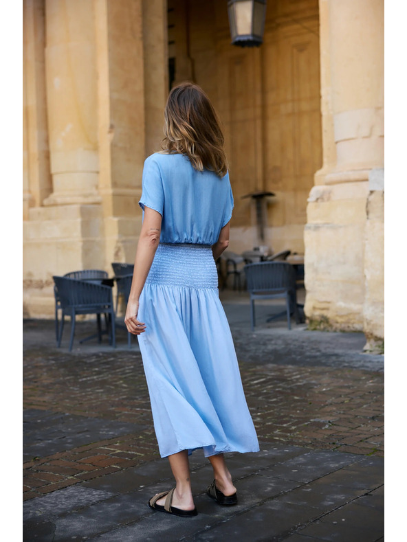 Moodo Sukně lyocell modrá Moodo