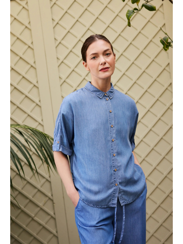 Moodo Košile lyocell modrá Moodo