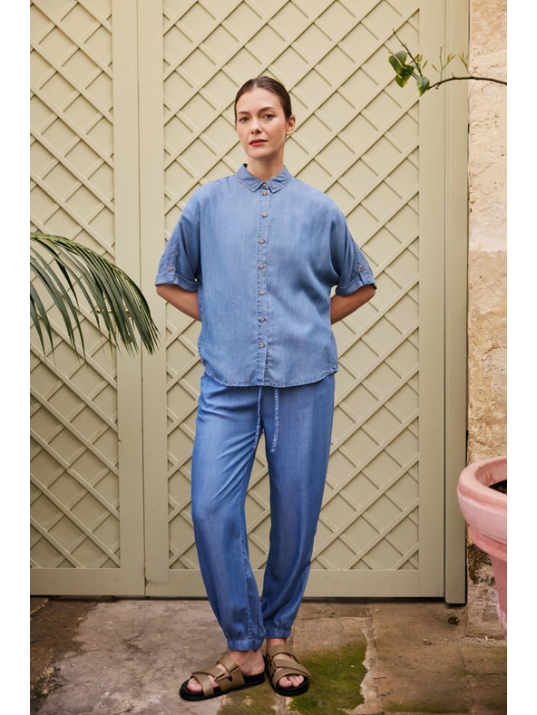 Moodo Košile lyocell modrá Moodo