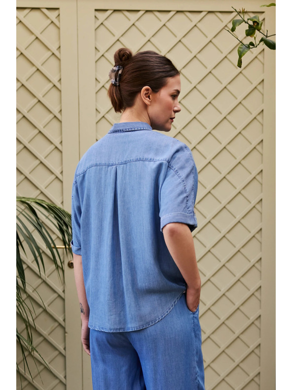 Moodo Košile lyocell modrá Moodo