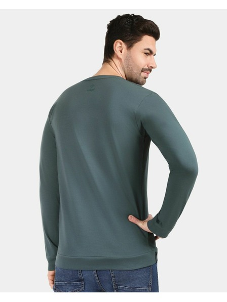 Kilpi Pánské bavlněné tričko s dlouhým rukávem Kilpi BASE-M Tmavě zelená