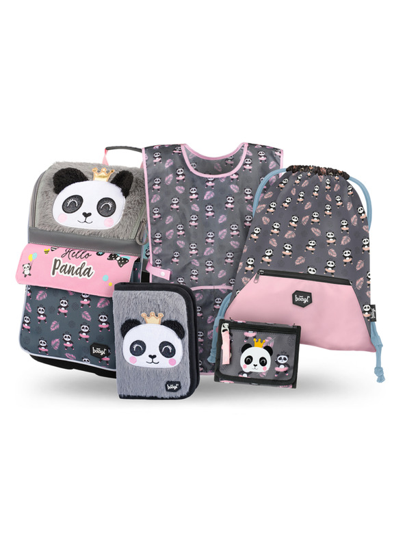 BAAGL  BAAGL SET 5 Zippy Panda: aktovka, penál, sáček, zástěra, peněženka