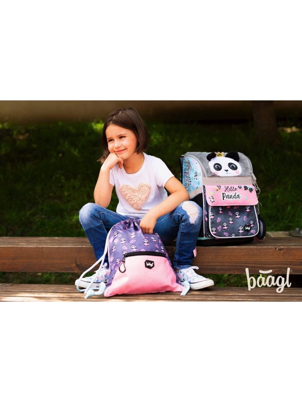 BAAGL  BAAGL SET 5 Zippy Panda: aktovka, penál, sáček, zástěra, peněženka