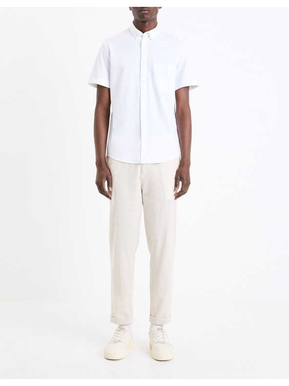 Celio Bílá pánská košile s krátkým rukávem Celio Barik