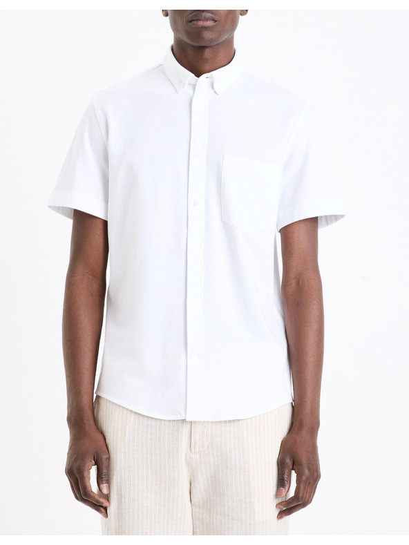 Celio Bílá pánská košile s krátkým rukávem Celio Barik