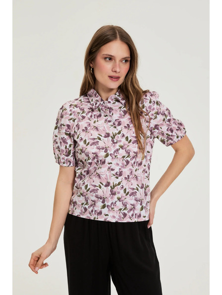 Moodo Košile s bufiastými rukávy fialová Moodo