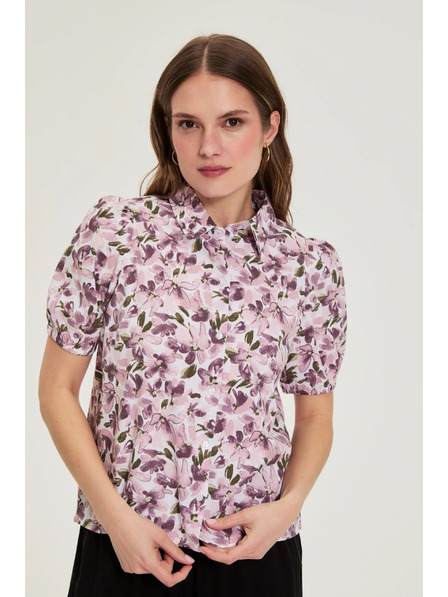 Moodo Košile s bufiastými rukávy fialová Moodo