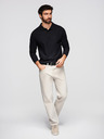 Ombre Clothing Pánská polokošile BASIC s dlouhým rukávem - černá V2 OM-POBL-0162 Ombre Clothing