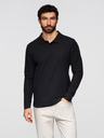 Ombre Clothing Pánská polokošile BASIC s dlouhým rukávem - černá V2 OM-POBL-0162 Ombre Clothing