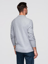 Ombre Clothing Pánské tričko s dlouhým rukávem a polo límcem BASIC - šedý melír V4 OM-POBL-0162 Ombre Clothing