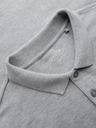 Ombre Clothing Pánské tričko s dlouhým rukávem a polo límcem BASIC - šedý melír V4 OM-POBL-0162 Ombre Clothing