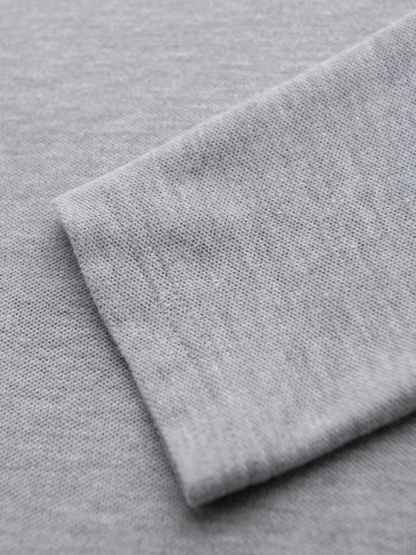 Ombre Clothing Pánské tričko s dlouhým rukávem a polo límcem BASIC - šedý melír V4 OM-POBL-0162 Ombre Clothing