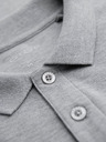 Ombre Clothing Pánské tričko s dlouhým rukávem a polo límcem BASIC - šedý melír V4 OM-POBL-0162 Ombre Clothing