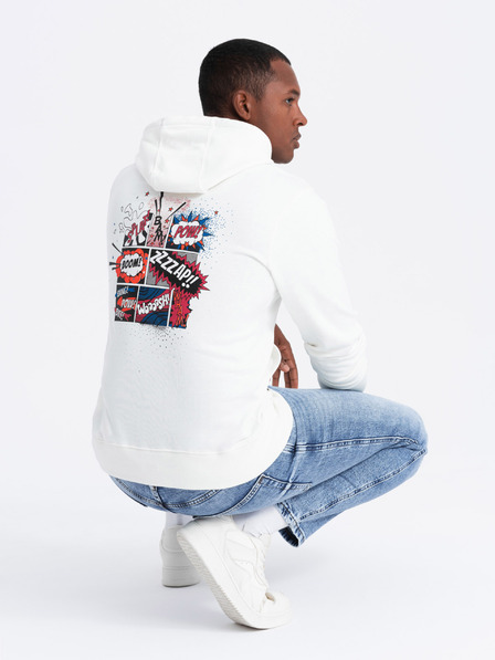 Ombre Clothing Krémová pánská mikina s potiskem na zádech Ombre Clothing