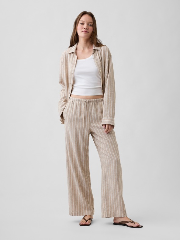 GAP Lněné kalhoty Wide-Leg GAP
