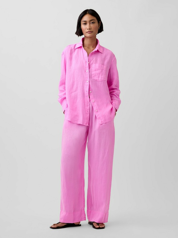 GAP Lněné kalhoty Relaxed Wide-Leg GAP