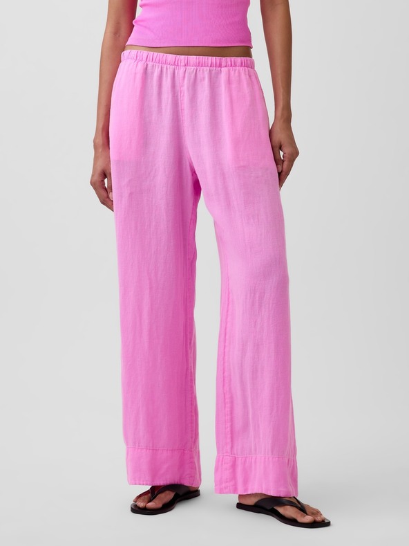 GAP Lněné kalhoty Relaxed Wide-Leg GAP