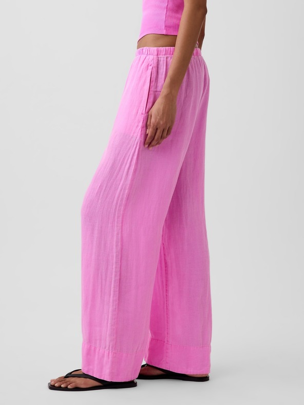 GAP Lněné kalhoty Relaxed Wide-Leg GAP