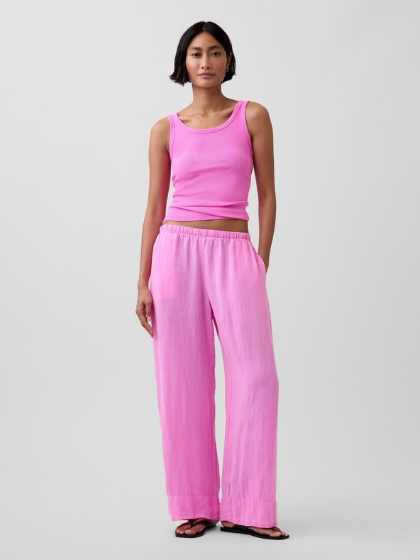 GAP Lněné kalhoty Relaxed Wide-Leg GAP