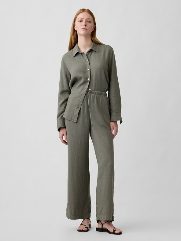 GAP Lněné kalhoty Wide-Leg GAP