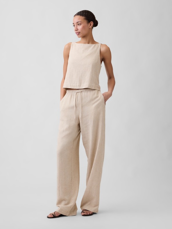 GAP Lněné kalhoty Wide-Leg GAP