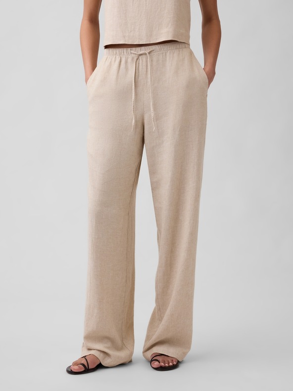 GAP Lněné kalhoty Wide-Leg GAP