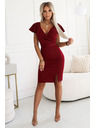 numoco Elegantní šaty s psaníčkovým výstřihem - vínová barva Numoco NINA