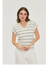 Moodo Olive Green Striped Blouse Moodo